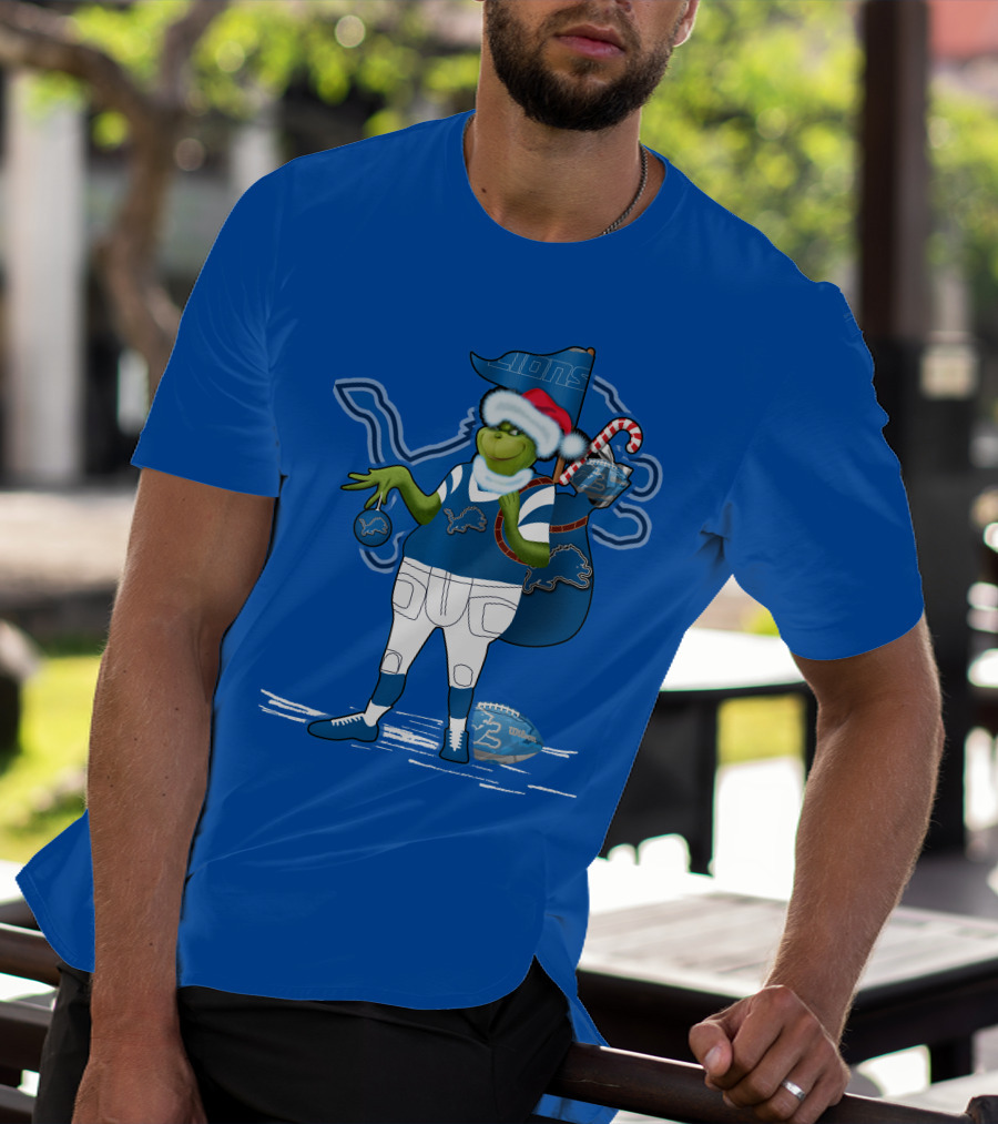 Grinchxmas Detroit Lions Holiday Football T-Shirt