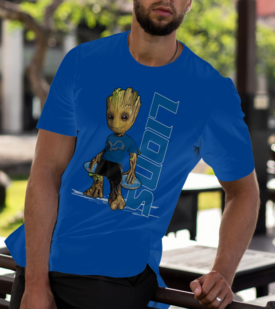Groot Detroit Lions NFL Team Groot T-Shirt