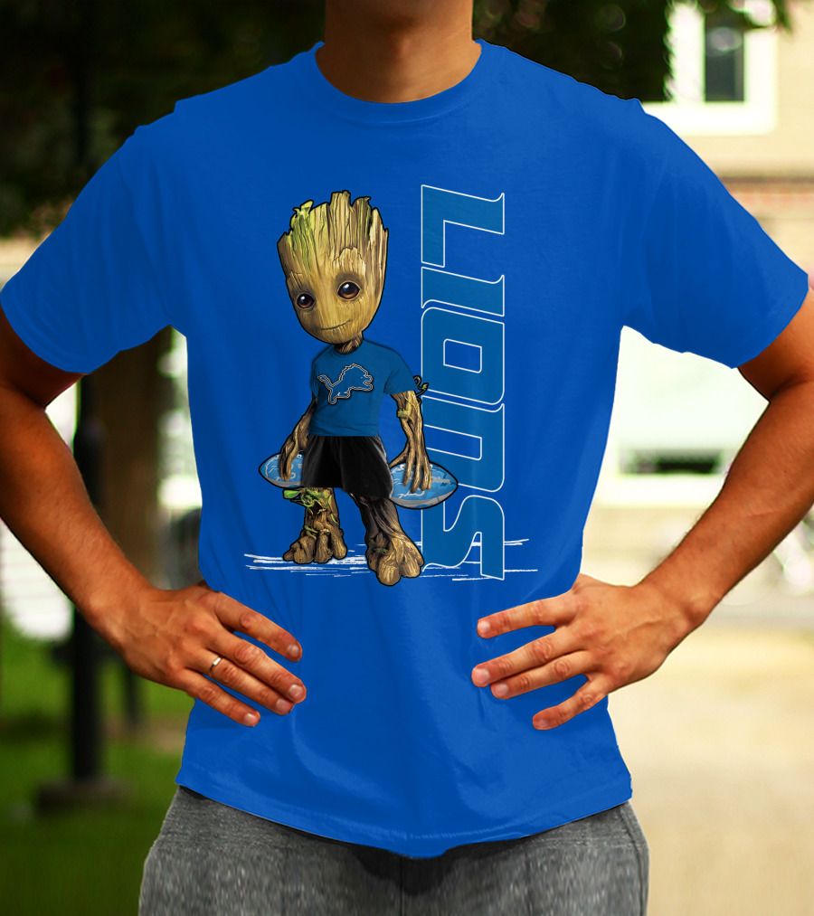 Groot Detroit Lions NFL Team Groot T-Shirt