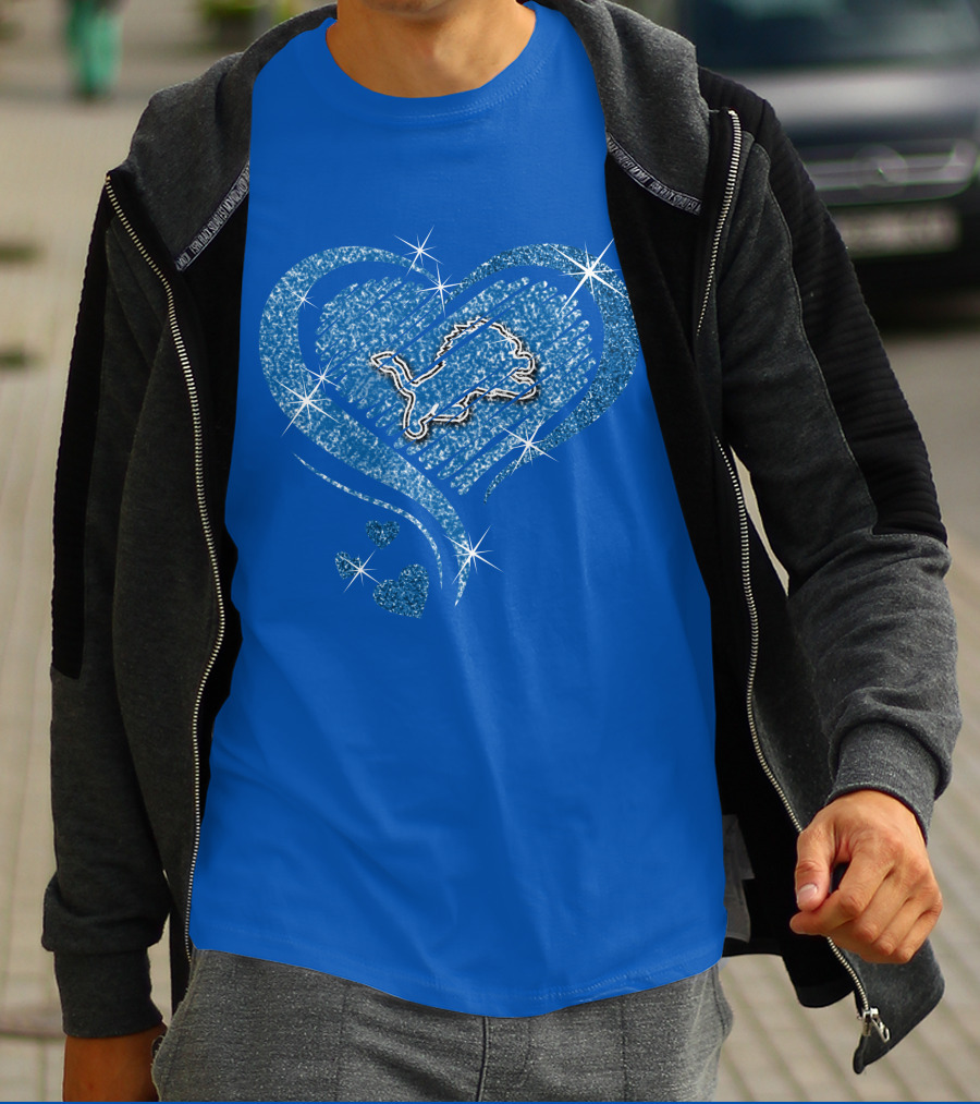 Heart Diamond Detroit Lions Sparkling T-Shirt