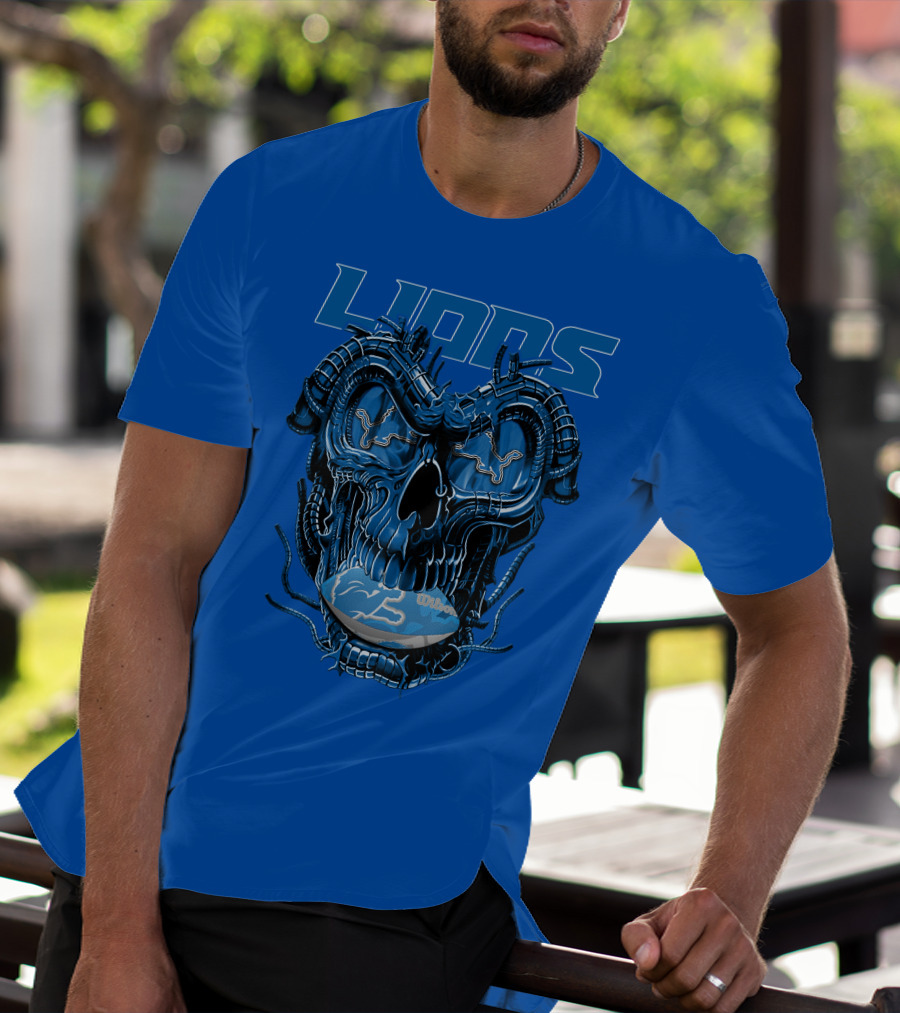 DETROIT LIONS Dragonskull Football Fusion T-Shirt