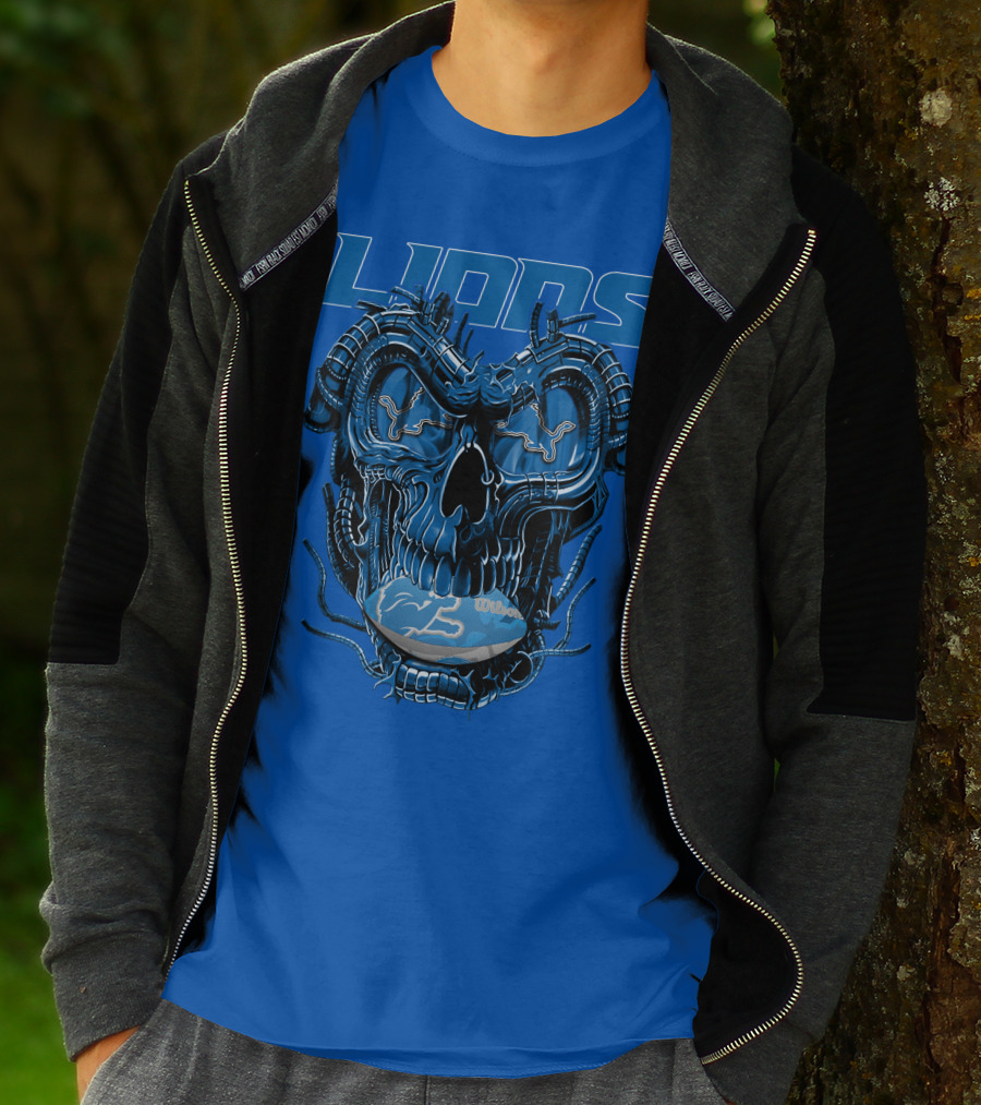 DETROIT LIONS Dragonskull Football Fusion T-Shirt
