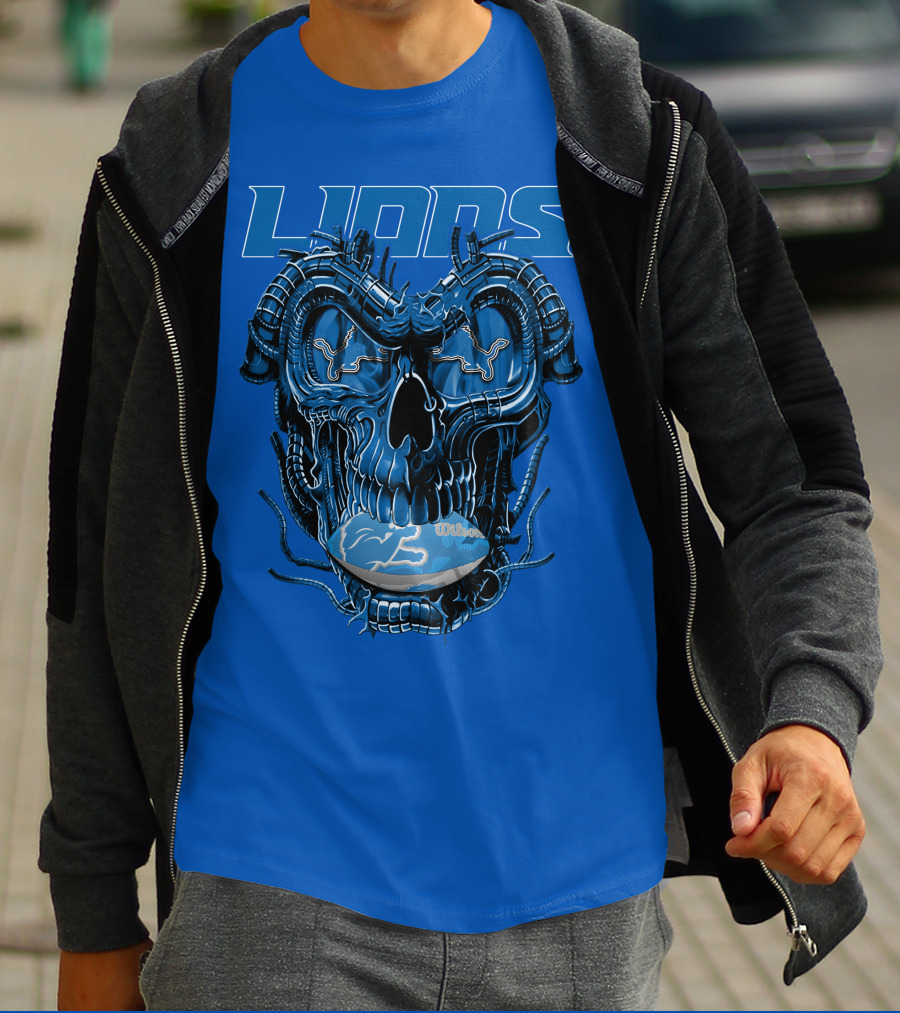 DETROIT LIONS Dragonskull Football Fusion T-Shirt