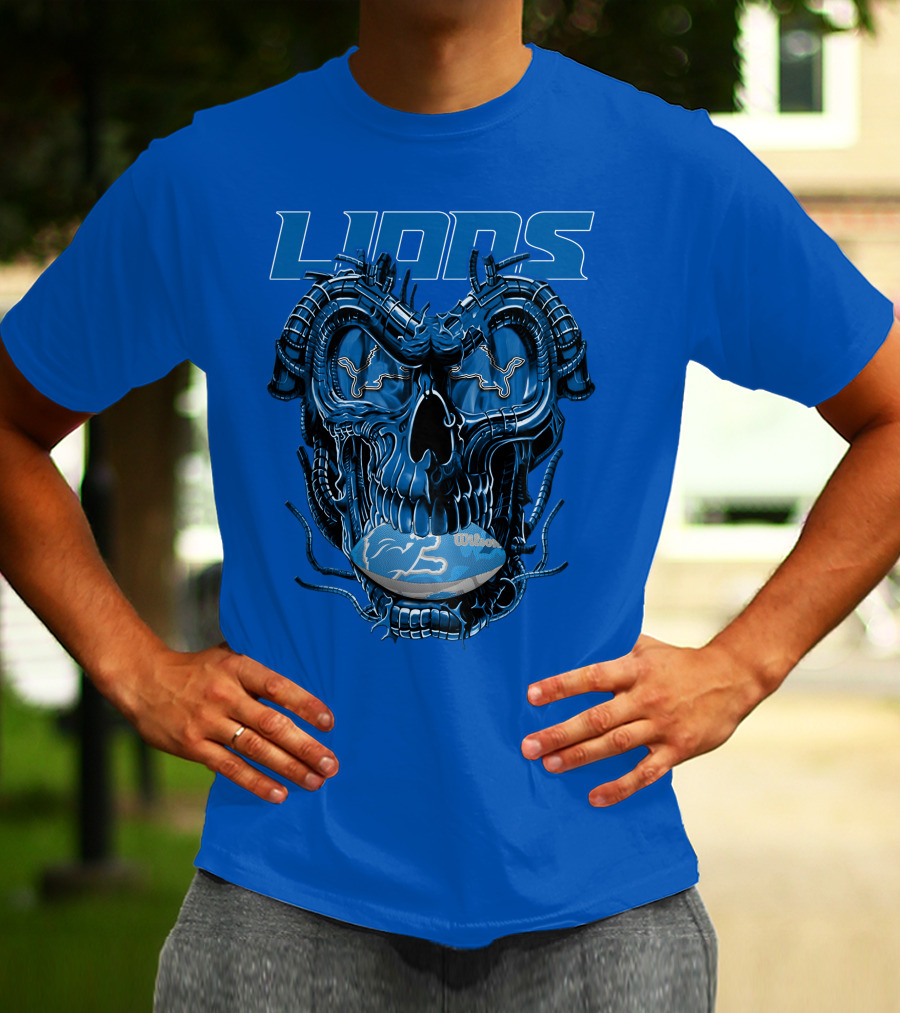 DETROIT LIONS Dragonskull Football Fusion T-Shirt