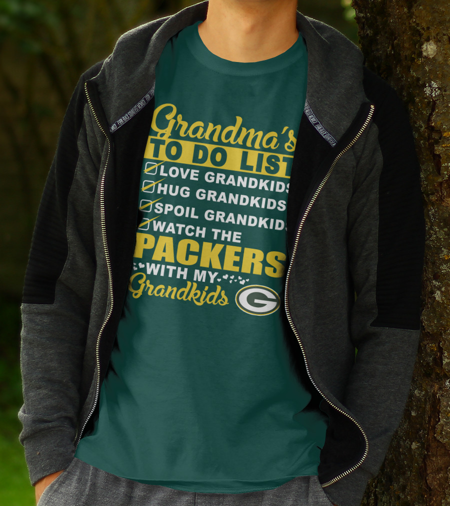 Grandma's To Do List Packers Watch With My Grandkids Green Bay Packers T-Shirt