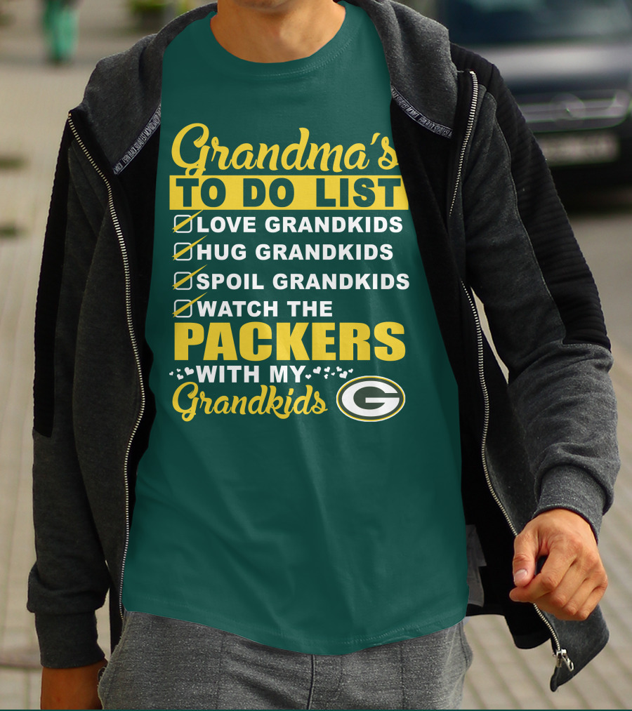 Grandma's To Do List Packers Watch With My Grandkids Green Bay Packers T-Shirt