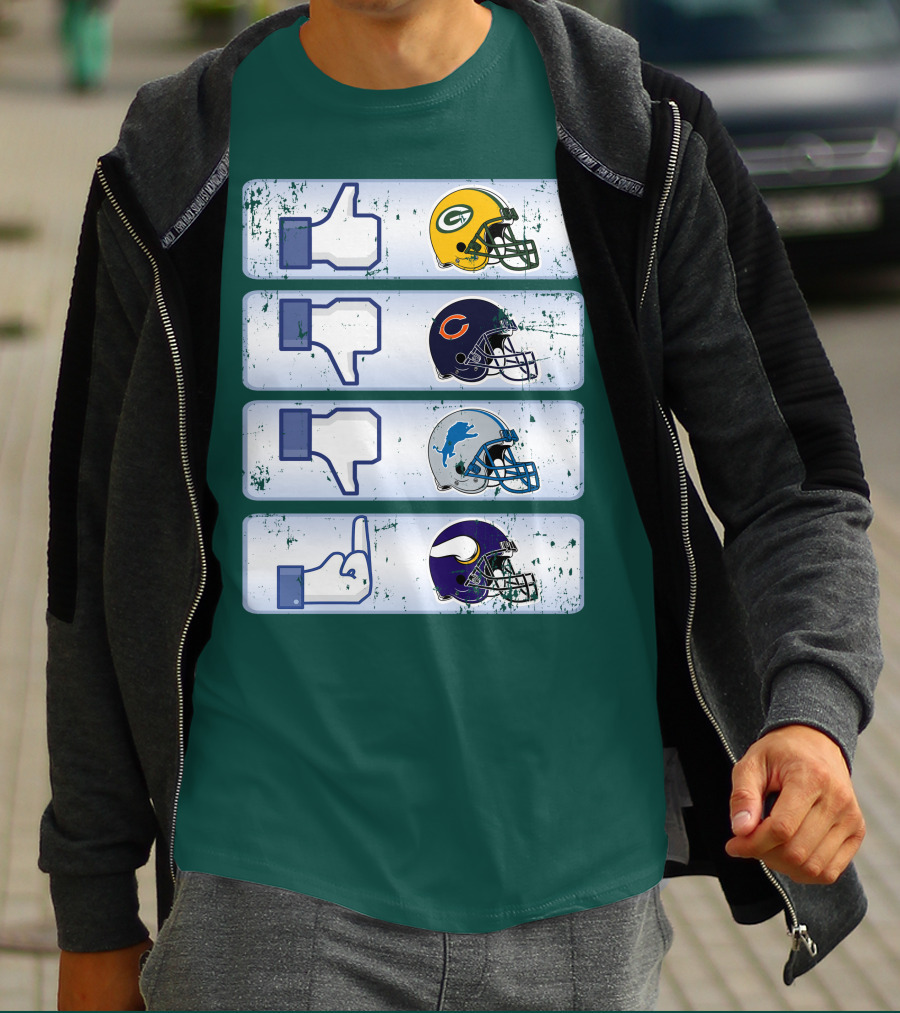 Green Bay Packers Chicago Bears Detroit Lions Minnesota Vikings Nfl Rivalry Icons T-Shirt