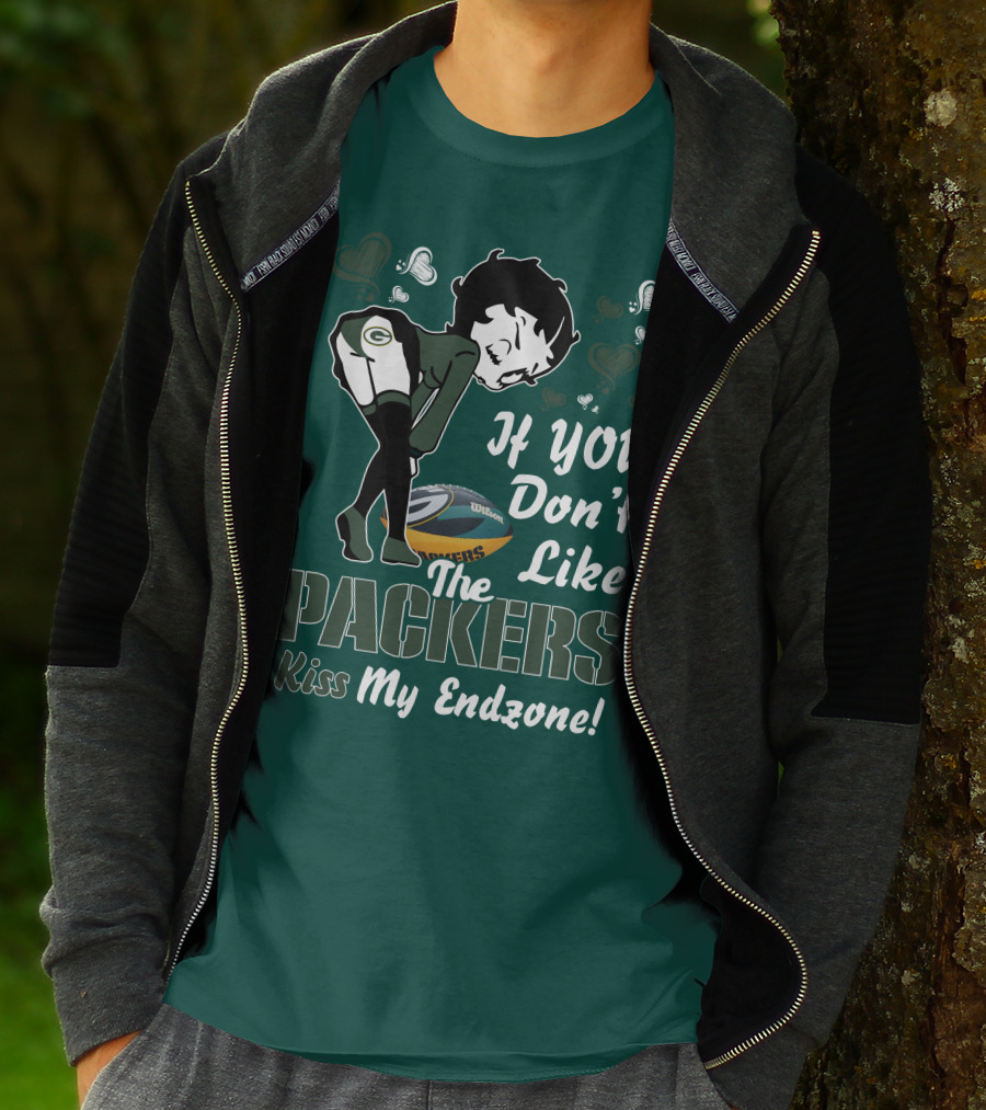 If You Don't Like The Packers Kiss My Endzone Betty Boop Packers Football T-Shirt