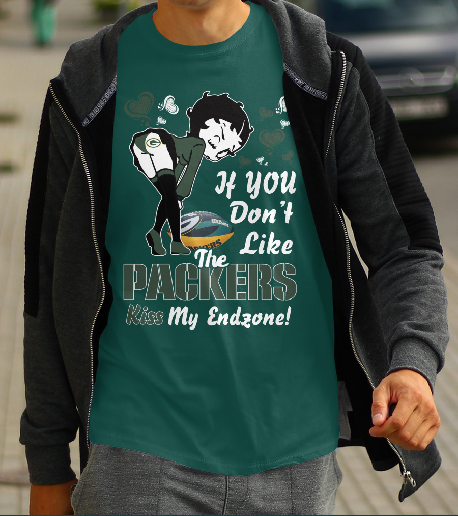 If You Don't Like The Packers Kiss My Endzone Betty Boop Packers Football T-Shirt