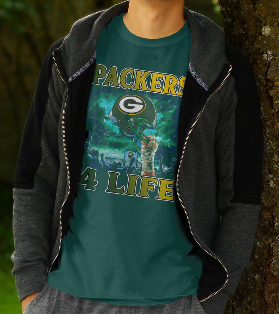 Packers 4 Life Green Bay Victory Helmet Celebration T-Shirt
