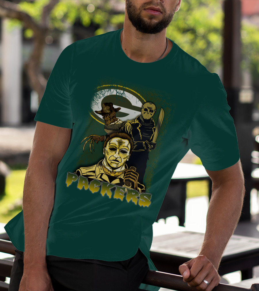 Green Bay Packers Horror Icons Mashup Freddy Jason Michael Myers T-Shirt