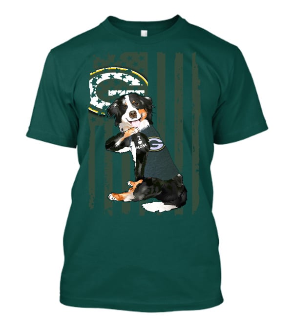 Border Collie Green Bay Packers I Love Mom T-Shirt