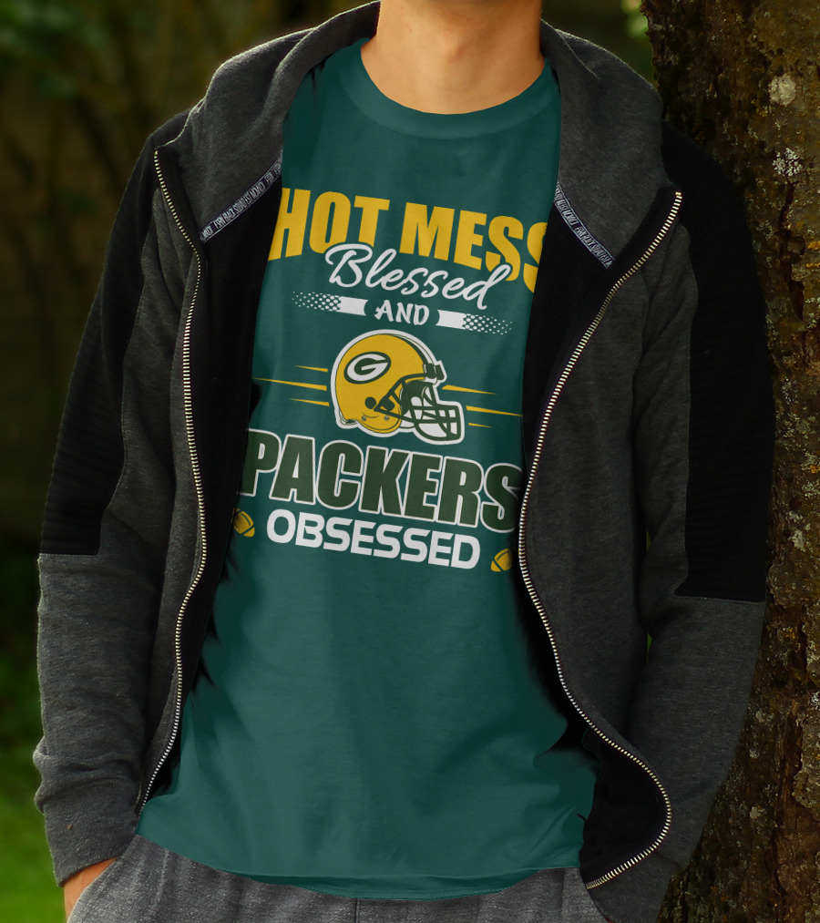 Hot Mess Blessed And Packers Obsessed T-Shirt