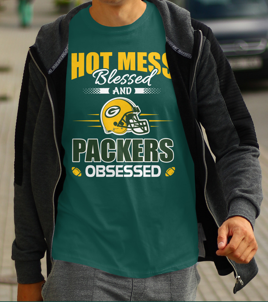 Hot Mess Blessed And Packers Obsessed T-Shirt