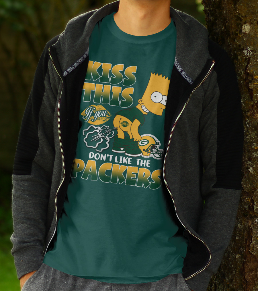 Green Bay Packers Kiss This Bart Simpson Don't Like The Packers T-Shirt