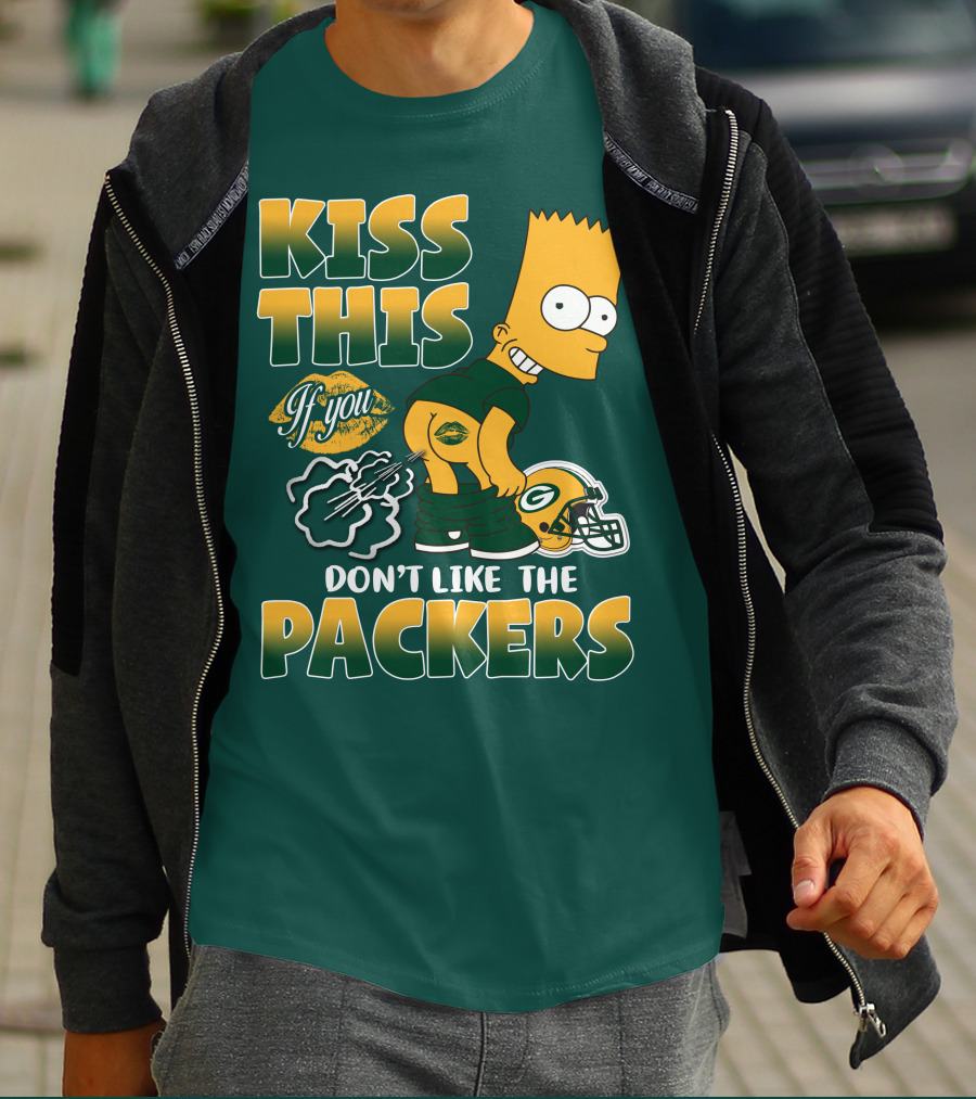 Green Bay Packers Kiss This Bart Simpson Don't Like The Packers T-Shirt