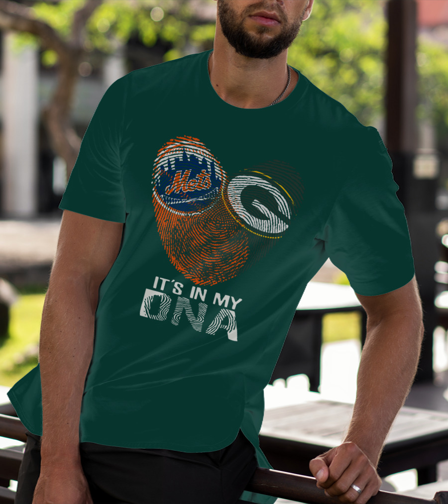 Green Bay Packers New York Mets It's In My Dna T-Shirt