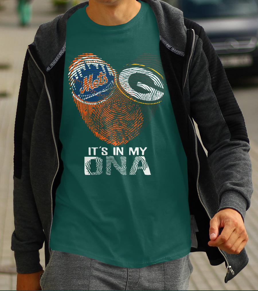 Green Bay Packers New York Mets It's In My Dna T-Shirt