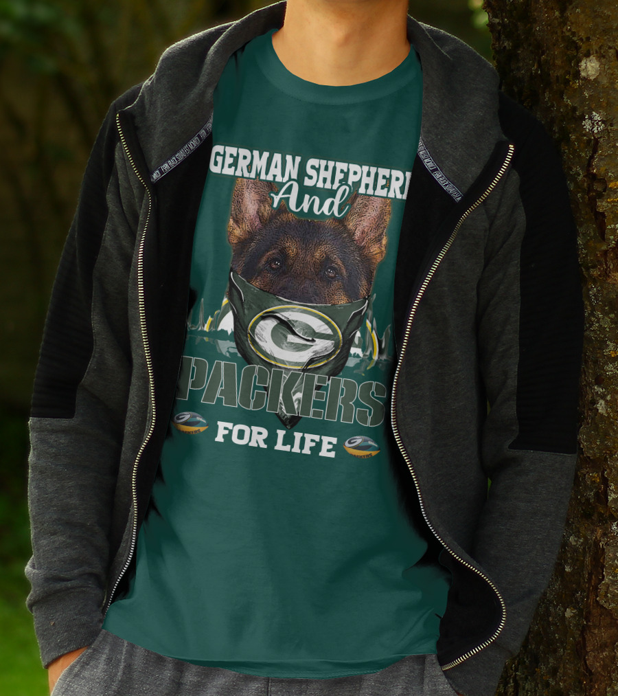 German Shepherd And Packers For Life T-Shirt