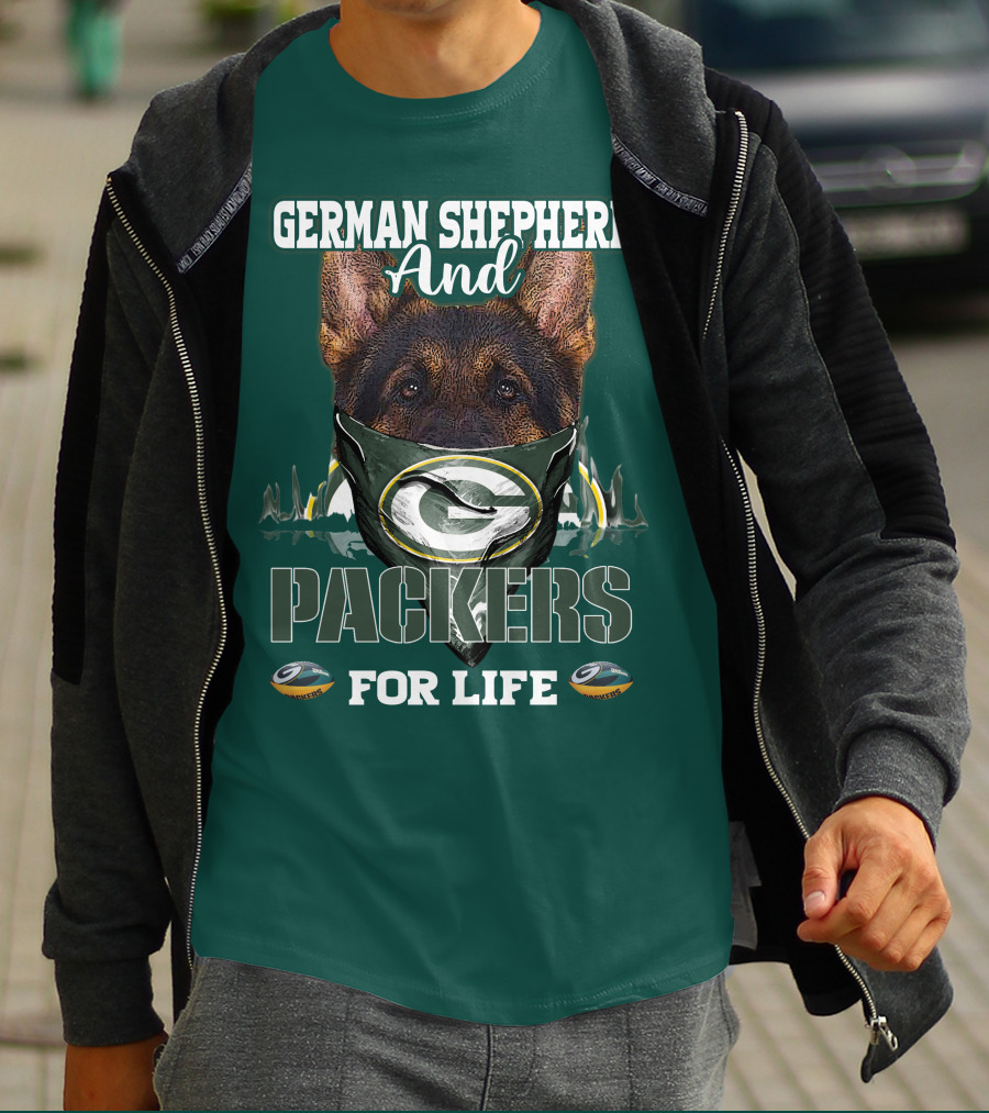 German Shepherd And Packers For Life T-Shirt