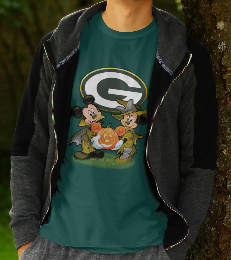 Green Bay Packers Mickey Minnie Halloween Pumpkin T-Shirt
