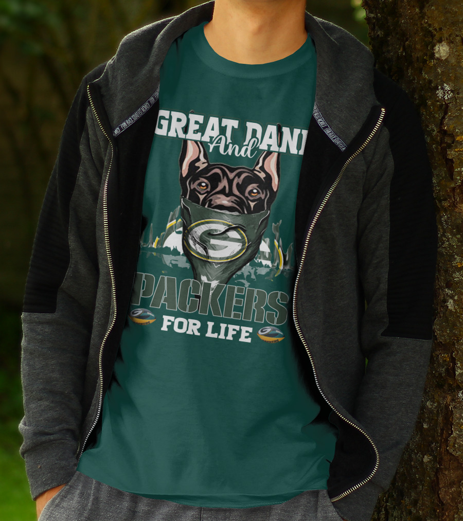 Great Dane And Packers For Life Green Bay Packers T-Shirt