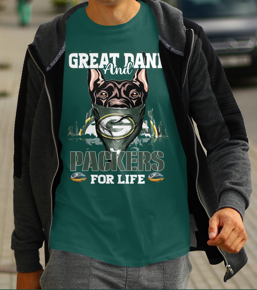 Great Dane And Packers For Life Green Bay Packers T-Shirt