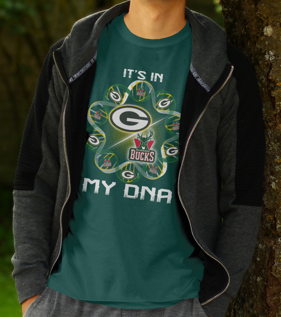 It's In My Dna Green Bay Packers Milwaukee Bucks T-Shirt