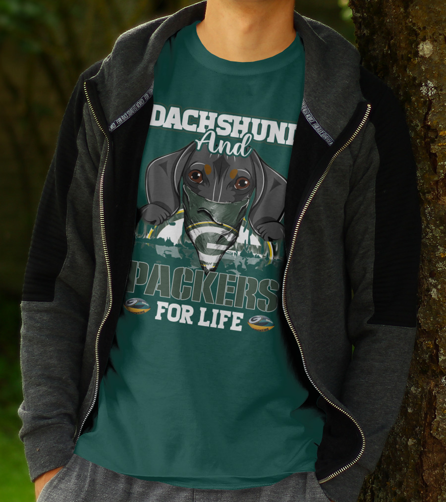 Dachshund And Packers For Life Green Bay T-Shirt