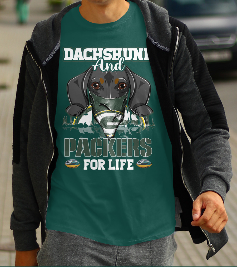 Dachshund And Packers For Life Green Bay T-Shirt