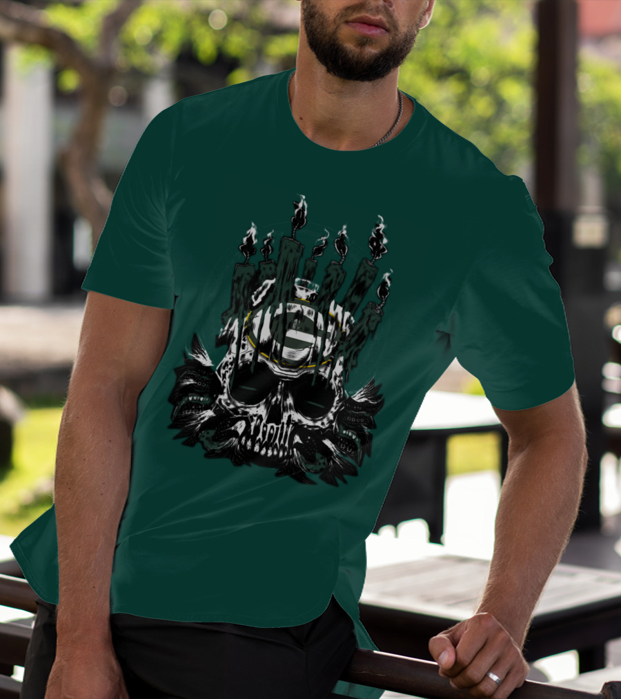 Green Bay Packers Skull Candle T-Shirt