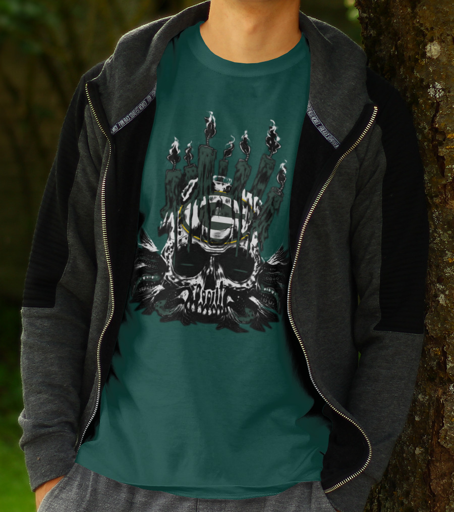 Green Bay Packers Skull Candle T-Shirt