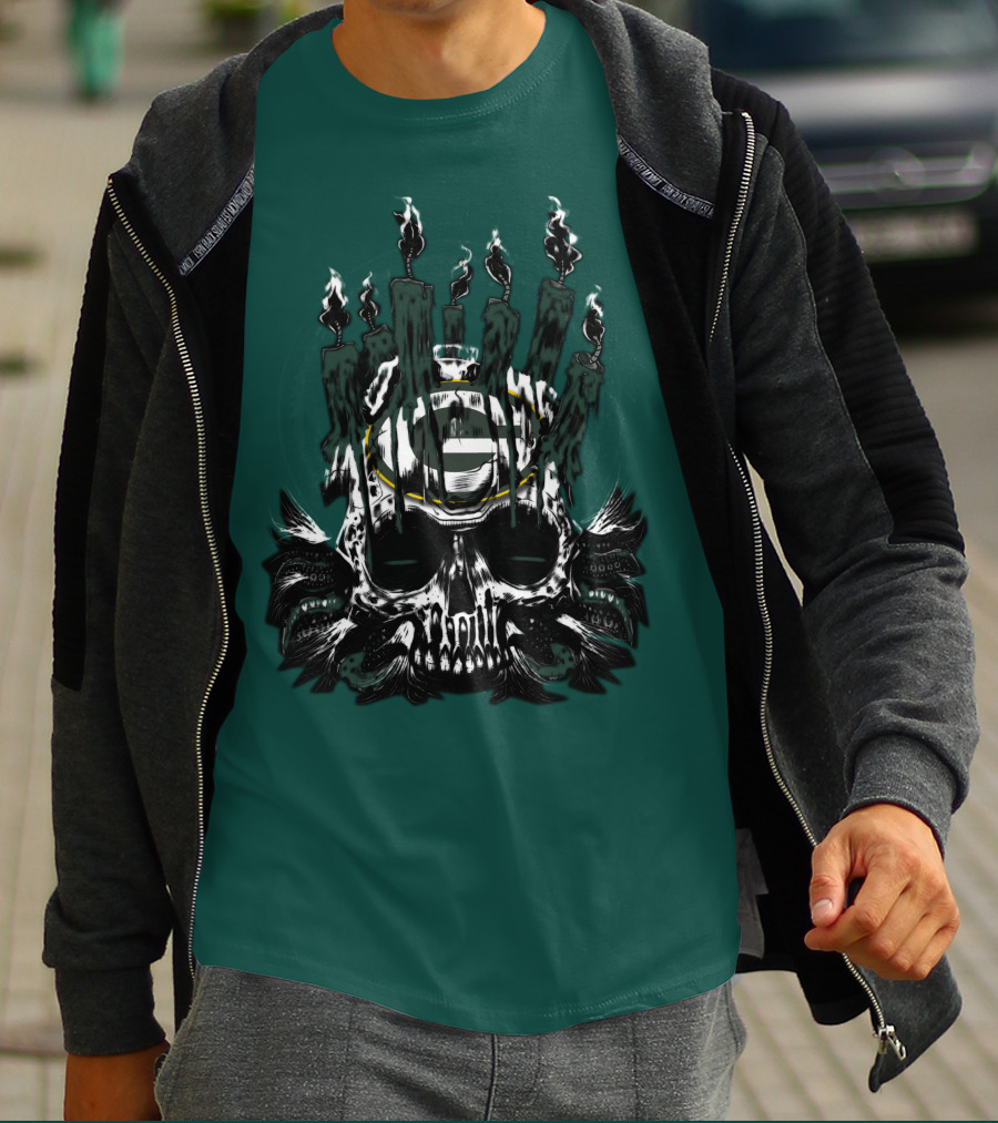 Green Bay Packers Skull Candle T-Shirt