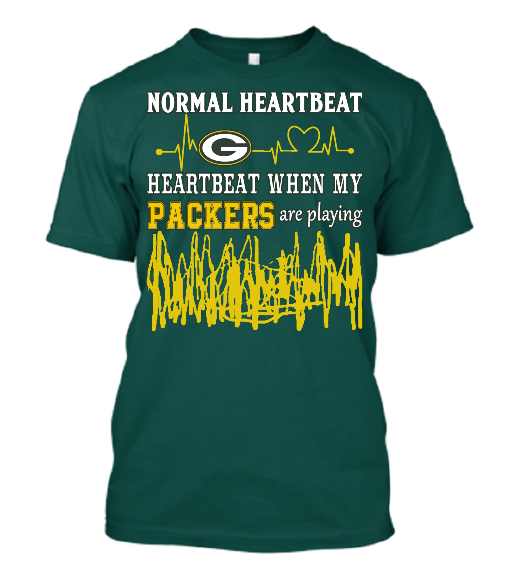 Normal Heartbeat Heartbeat When My Packers Are Playing Green Bay Packers T-Shirt