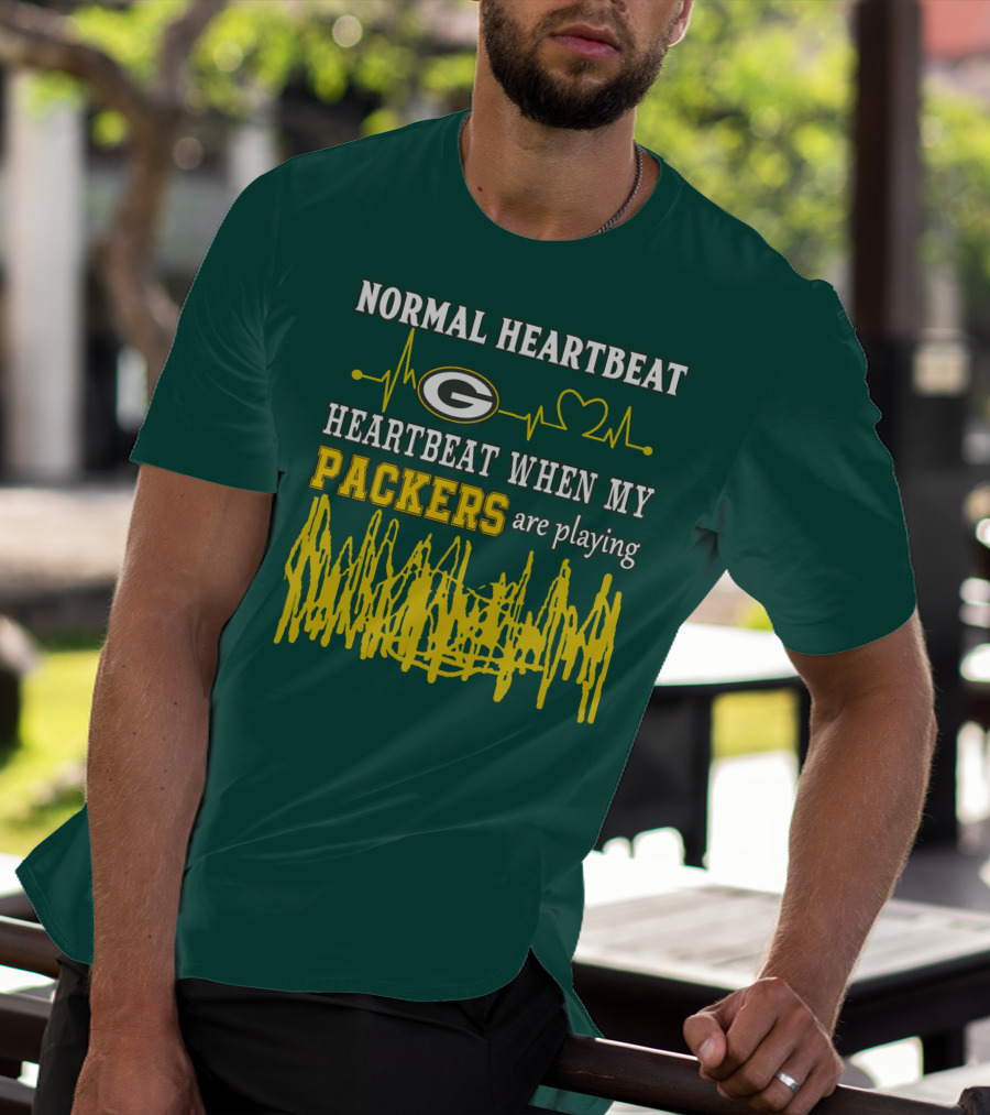 Normal Heartbeat Heartbeat When My Packers Are Playing Green Bay Packers T-Shirt