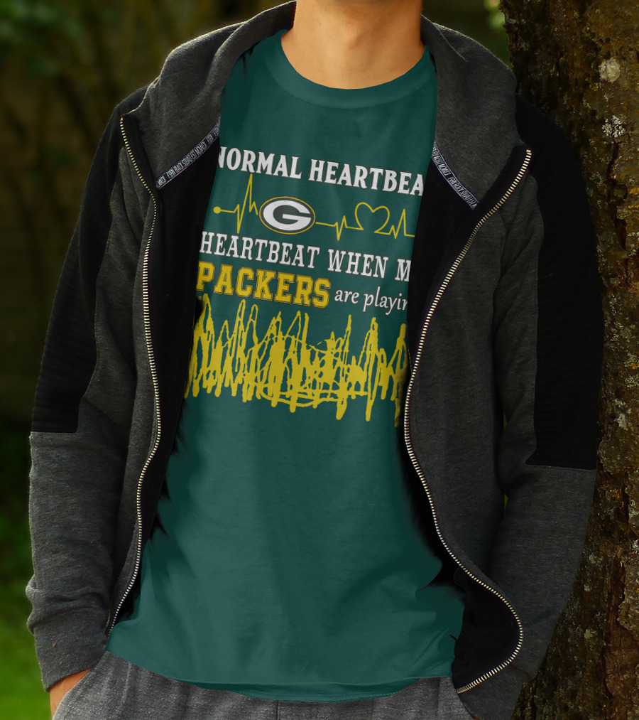 Normal Heartbeat Heartbeat When My Packers Are Playing Green Bay Packers T-Shirt