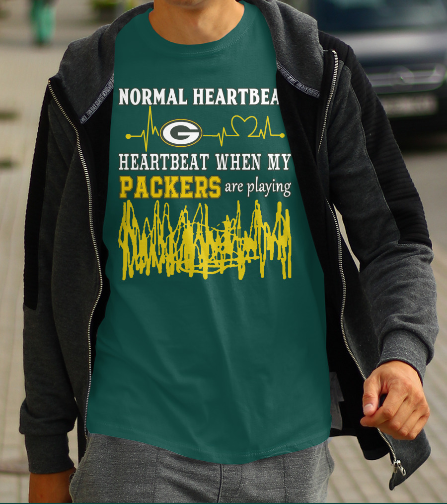 Normal Heartbeat Heartbeat When My Packers Are Playing Green Bay Packers T-Shirt