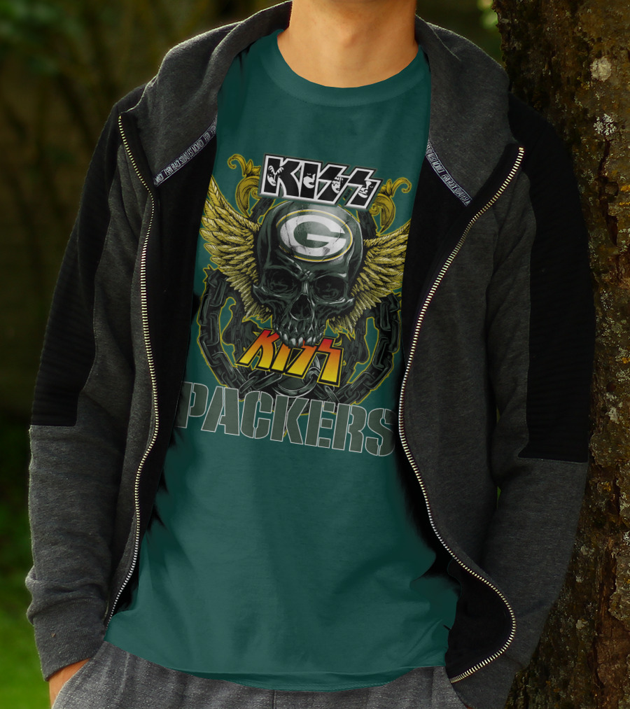 KISS Green Bay Packers Skull Wings T-Shirt