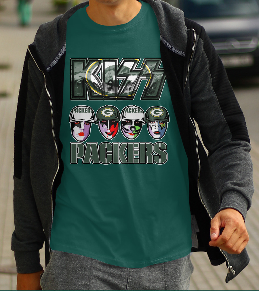 Kiss Packers Green Bay Fan Faces T-Shirt