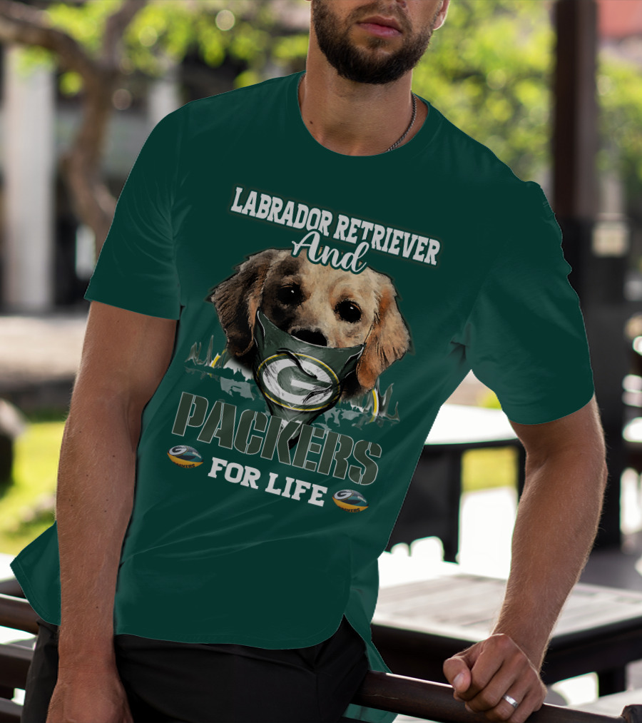 Labrador Retriever And Packers For Life Green Bay Packers T-Shirt