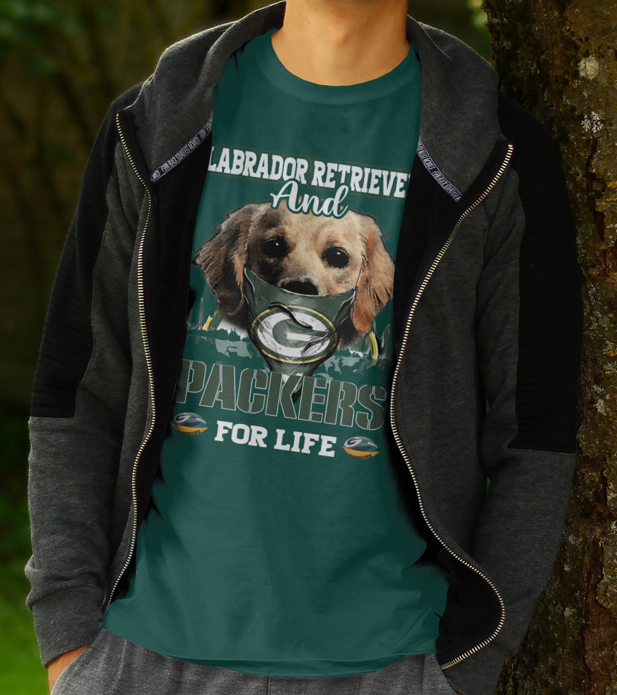 Labrador Retriever And Packers For Life Green Bay Packers T-Shirt
