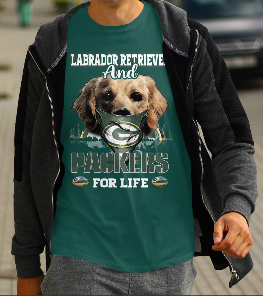 Labrador Retriever And Packers For Life Green Bay Packers T-Shirt