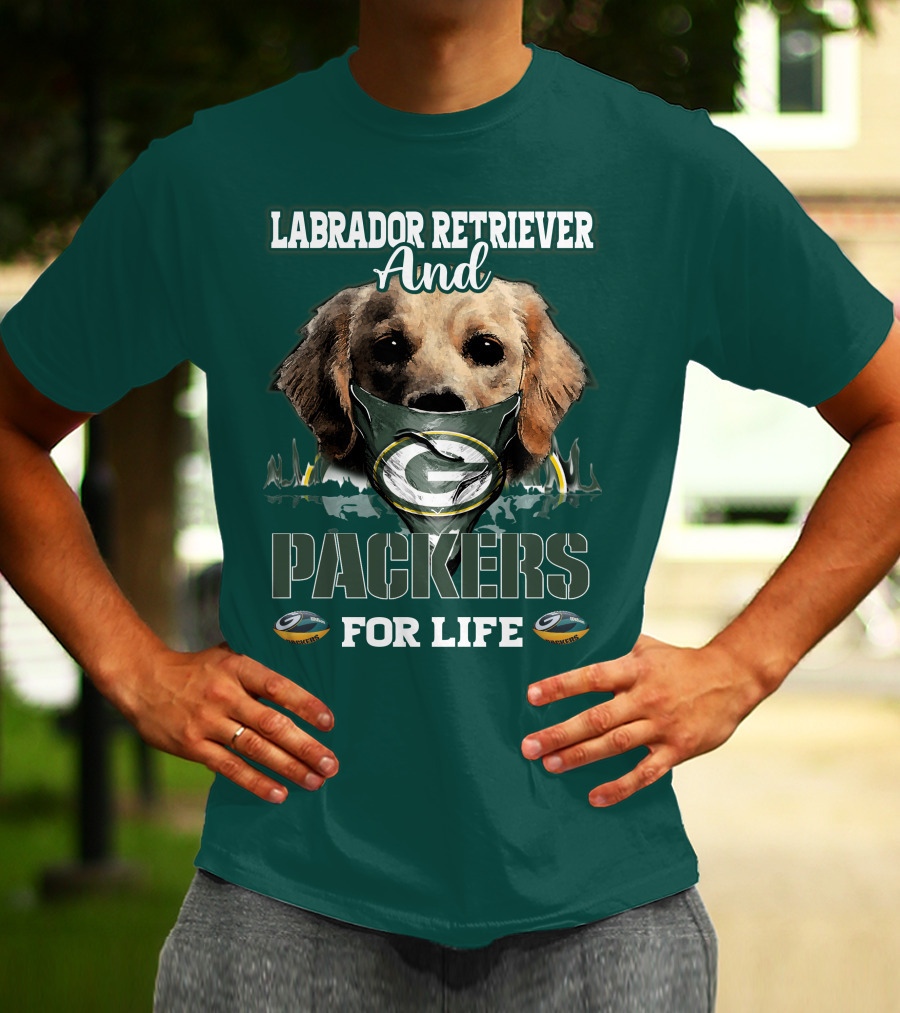 Labrador Retriever And Packers For Life Green Bay Packers T-Shirt