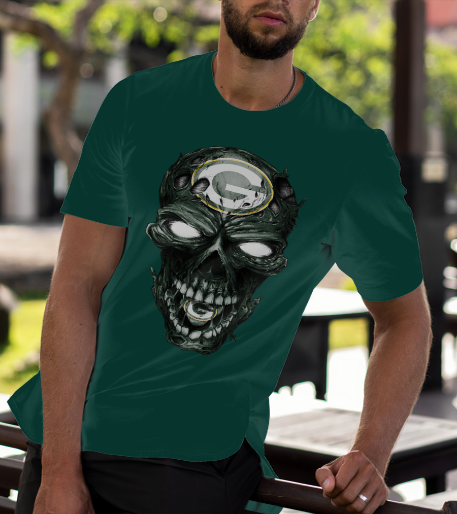 Skull Green Bay Packers G Logo Zombie Fusion T-Shirt