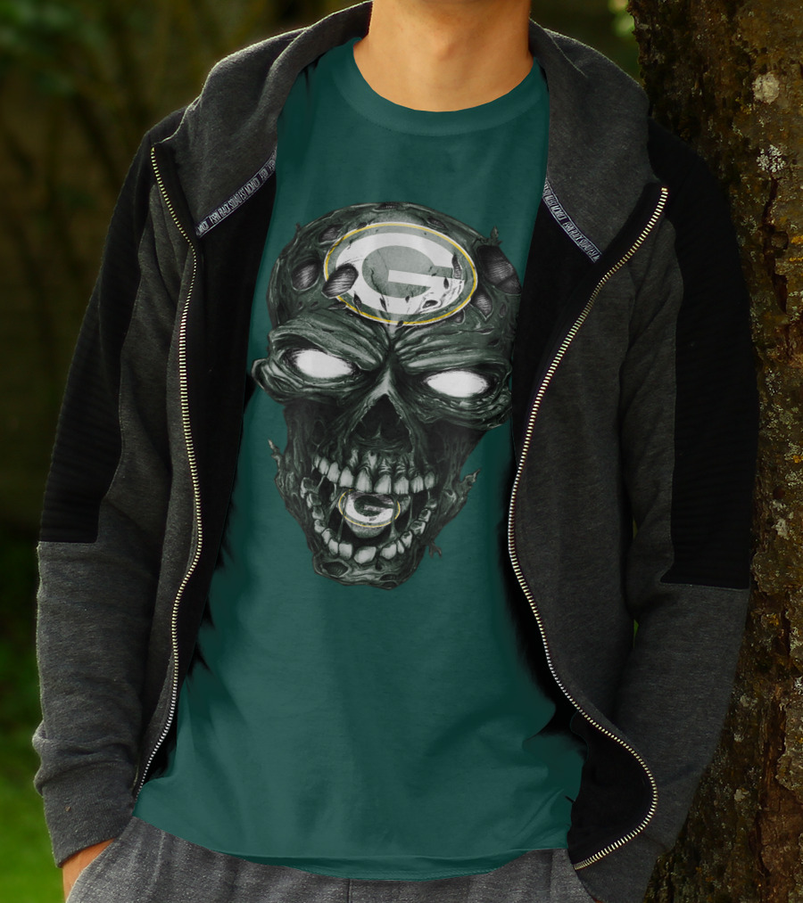 Skull Green Bay Packers G Logo Zombie Fusion T-Shirt