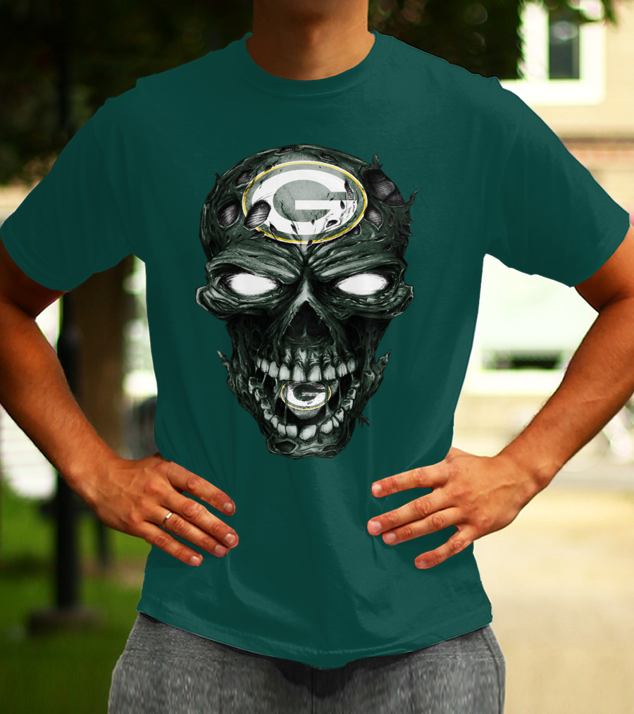 Skull Green Bay Packers G Logo Zombie Fusion T-Shirt