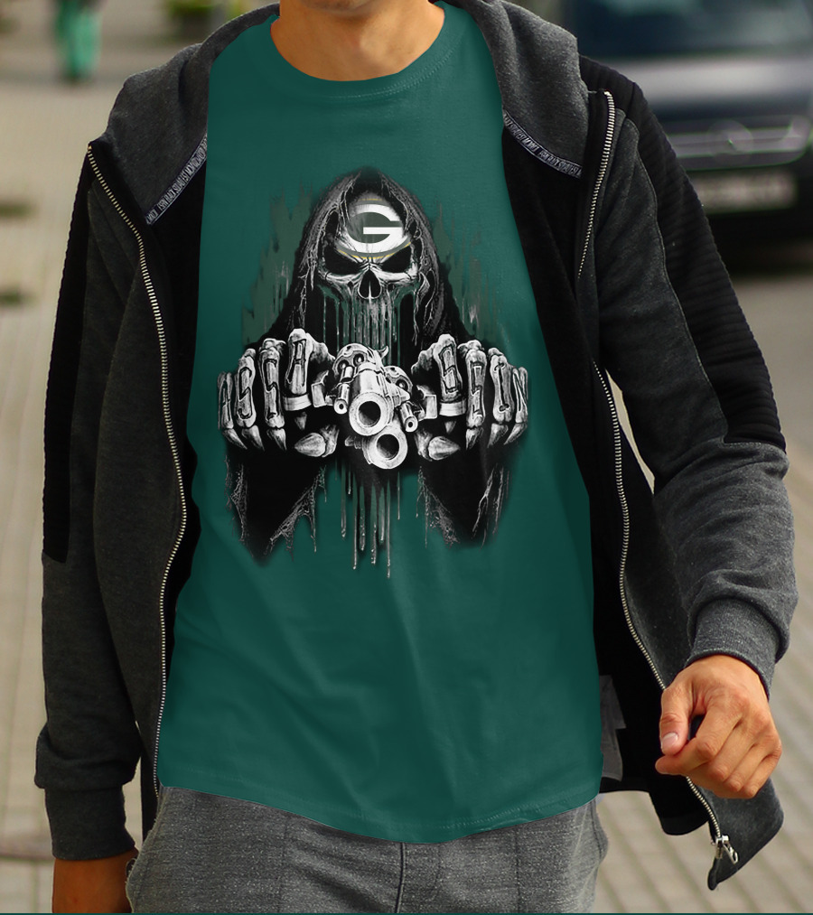 Green Bay Packers G Skull Grim Reaper 84 T-Shirt