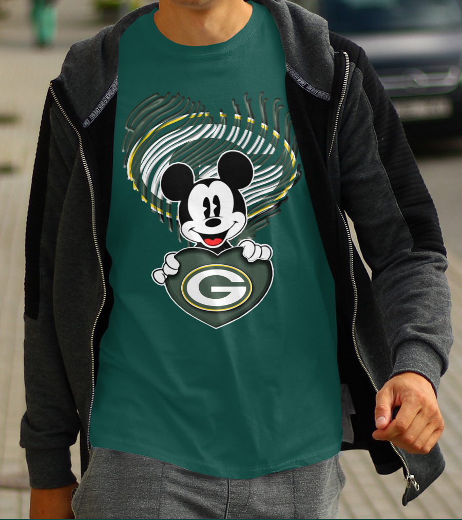 Mick Fan Embraces Green Bay Packers Heart T-Shirt