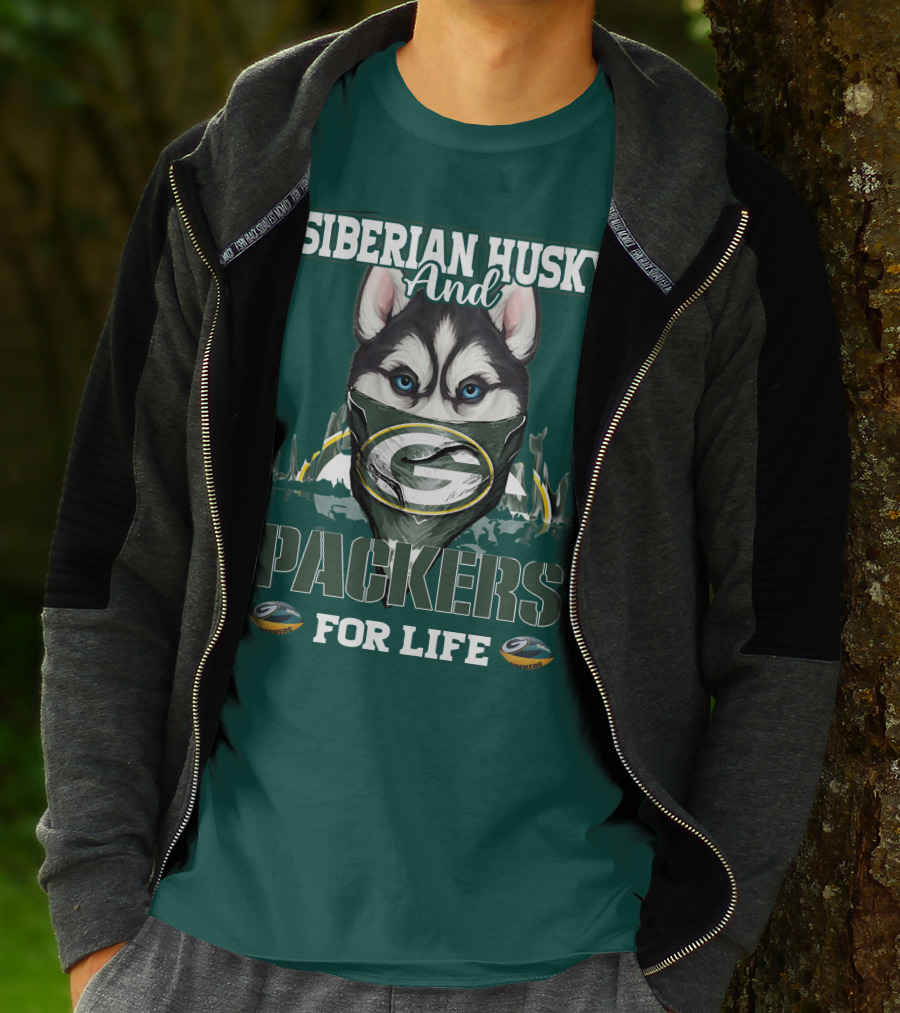 Siberian Husky And Packers For Life T-Shirt