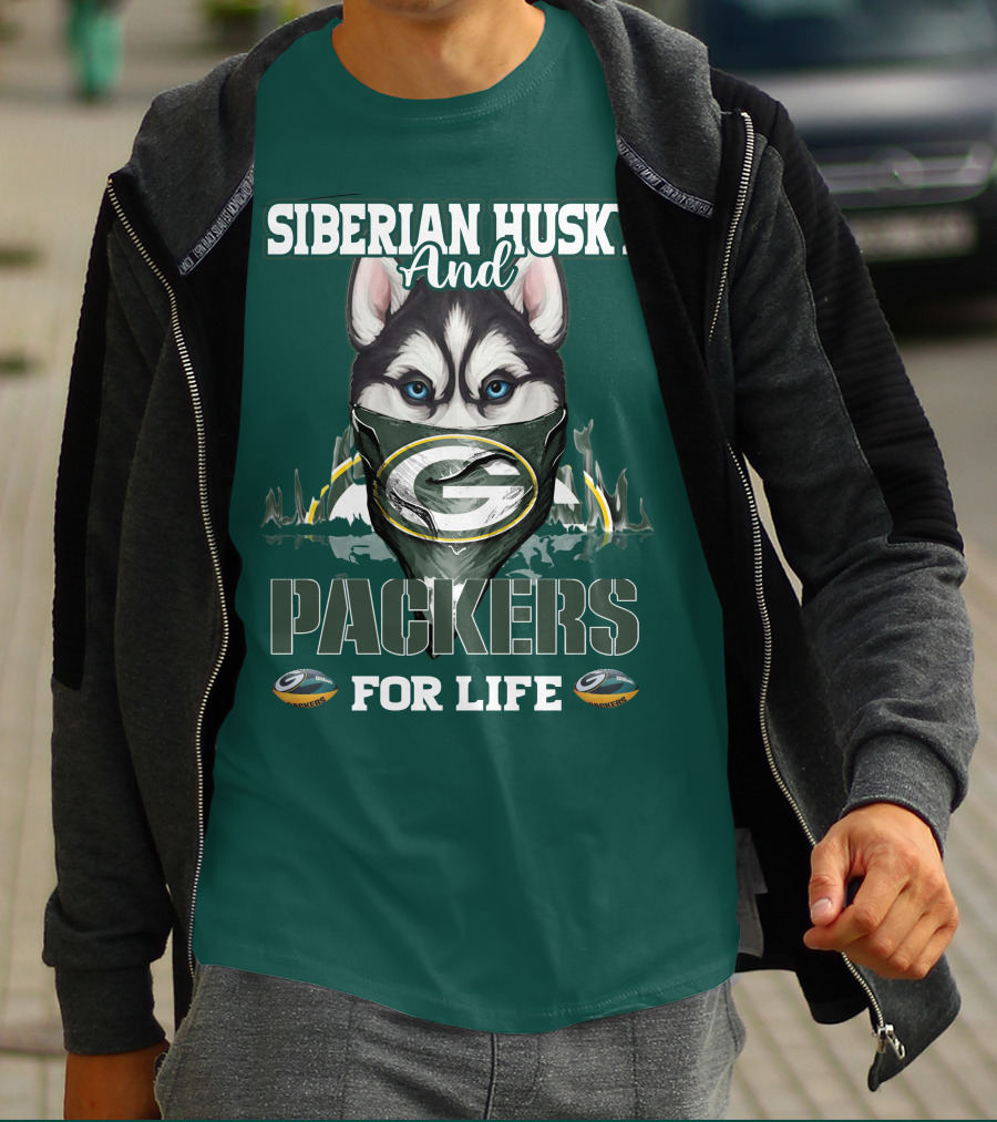 Siberian Husky And Packers For Life T-Shirt
